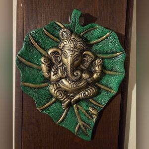 Green and Gold Ganesha Wall Decor